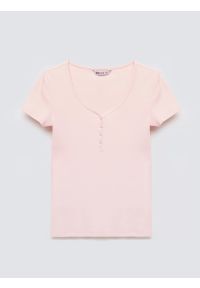 Big-Star - Koszulka damska slim w prążek różowa Minsa 600. Kolor: różowy. Materiał: prążkowany, dzianina, materiał. Wzór: prążki. Styl: elegancki #5