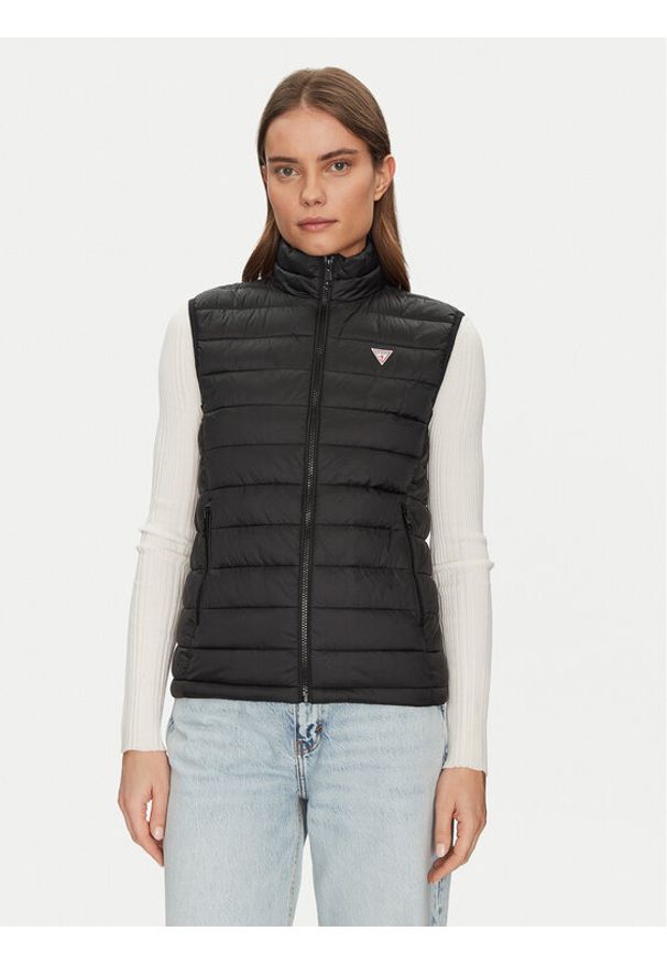 Guess Jeans Bezrękawnik W5RN55 WHAB2 Czarny Regular Fit. Kolor: czarny. Materiał: syntetyk. Długość rękawa: bez rękawów