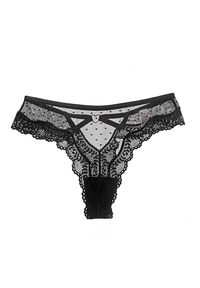 Intica - Majtki koronkowe damskie z ażurowym wzorem Corin. Kolor: czarny. Materiał: koronka. Wzór: ażurowy