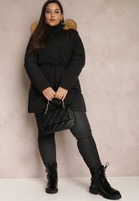 Renee - Czarna Kurtka Parka Dwustronna Deyu. Okazja: na co dzień. Kolor: czarny. Materiał: jeans, tkanina, futro. Sezon: zima, jesień. Styl: elegancki, casual #6