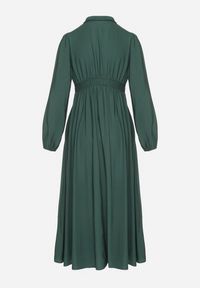 Born2be - Zielona Wiskozowa Plisowana Sukienka z Wiązaniem Asorrise. Okazja: na co dzień. Kolor: zielony. Materiał: wiskoza. Styl: elegancki, casual #3