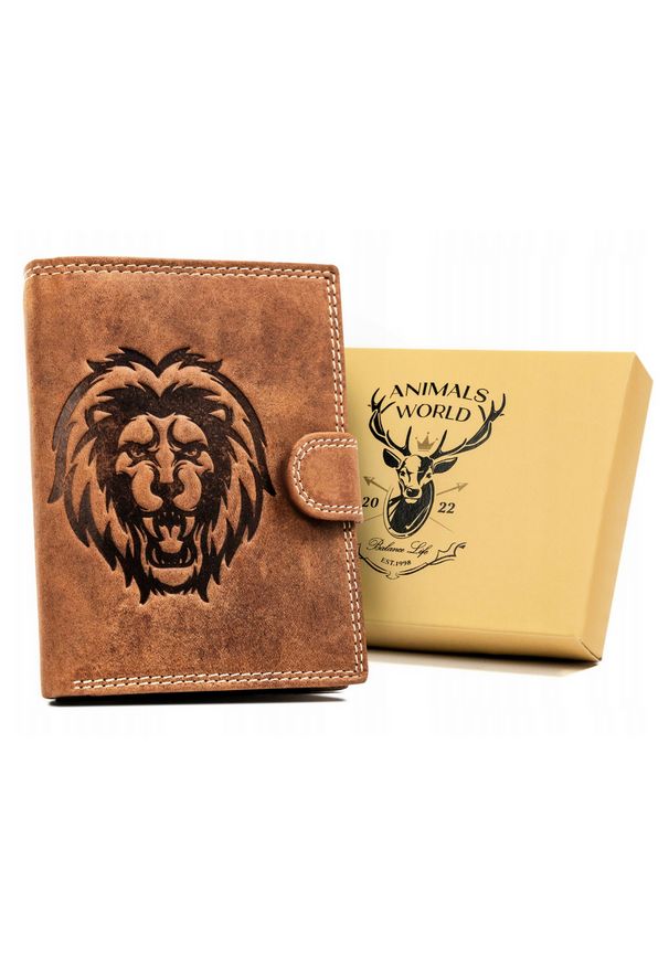 ALWAYS WILD - Portfel skórzany Always Wild N4L-CHM-LION brązowy. Kolor: brązowy. Materiał: skóra