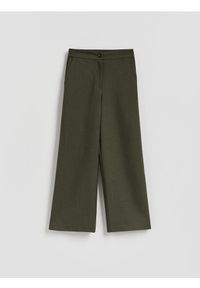 Reserved - Spodnie z szeroką nogawką - zielony. Kolor: zielony. Materiał: wiskoza, tkanina #1