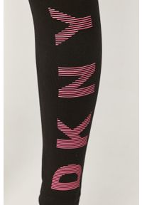 DKNY - Dkny - Legginsy. Stan: podwyższony. Kolor: czarny. Materiał: bawełna, dzianina, elastan. Wzór: nadruk #4