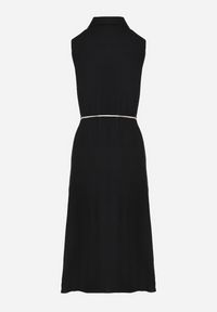 Born2be - Czarna Koszulowa Sukienka z Wiskozy o Rozkoszowanym Kroju Wiązaniem z Frędzlami Zenbia. Okazja: na co dzień. Typ kołnierza: kołnierzyk klasyczny. Kolor: czarny. Materiał: wiskoza. Typ sukienki: koszulowe. Styl: klasyczny, casual, elegancki #5