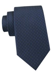 Krawat Męski - Angelo di Monti - Granat, Drobna Kratka. Kolor: niebieski. Materiał: tkanina. Wzór: kratka. Styl: elegancki, wizytowy #1