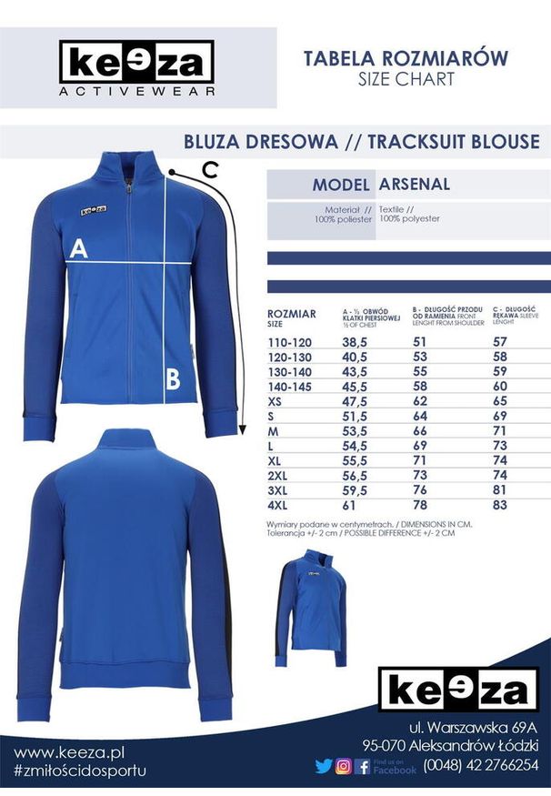 KEEZA - Bluza sportowa Keeza Arsenal. Kolor: zielony