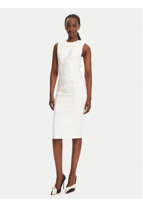Elisabetta Franchi Sukienka koktajlowa AB76252E2 360 Biały Slim Fit. Kolor: biały. Materiał: wiskoza. Styl: wizytowy