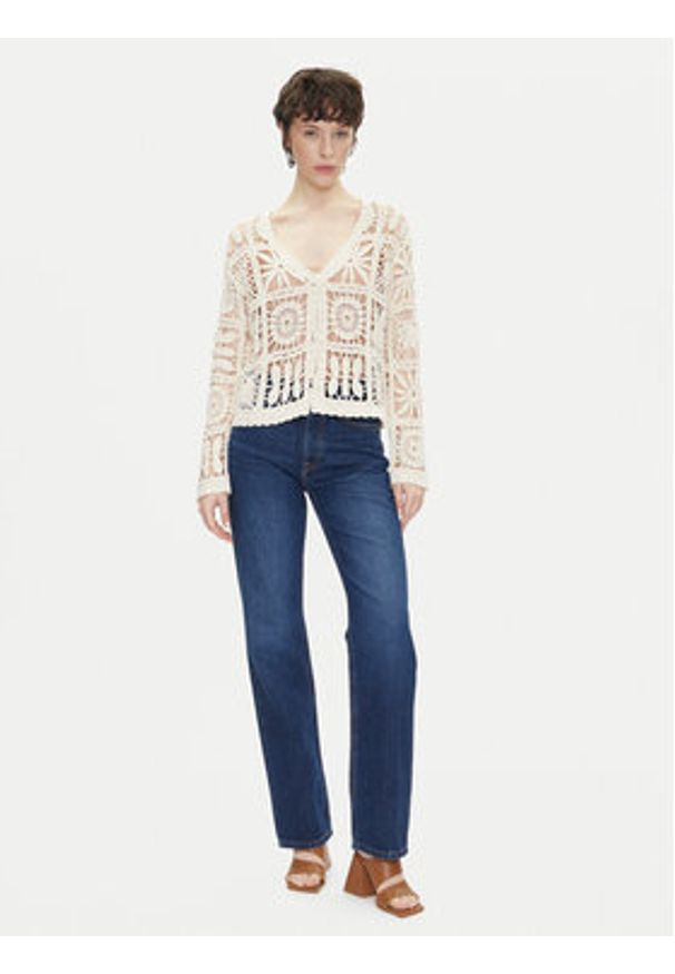 Pepe Jeans Kardigan Olympia PL702273 Beżowy Regular Fit. Kolor: beżowy. Materiał: bawełna