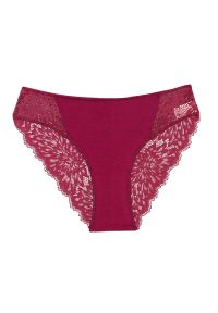 Intica - Figi koronkowe eleganckie z delikatnego materiału Charmaine. Kolor: czerwony. Materiał: materiał, koronka. Wzór: koronka