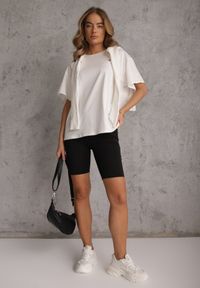 Renee - Biały T-shirt z Bawełny z Motywem Serca i Łańcuszkiem Carilnessa. Okazja: na co dzień. Kolekcja: plus size. Kolor: biały. Materiał: bawełna. Styl: casual, klasyczny #6