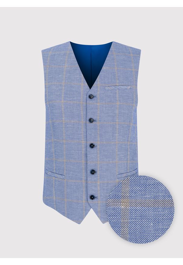 Pako Lorente - PAKO LORENTE – Męska niebieska kamizelka w kratkę. Kolor: niebieski. Wzór: kratka