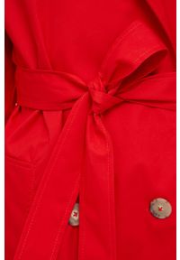 TOMMY HILFIGER - Tommy Hilfiger trencz bawełniany kolor czerwony przejściowy. Kolor: czerwony. Materiał: bawełna. Długość rękawa: raglanowy rękaw. Styl: klasyczny #6