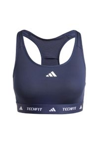 Adidas - Biustonosz Techfit Medium-Support. Kolor: niebieski. Materiał: materiał. Technologia: Techfit (Adidas)