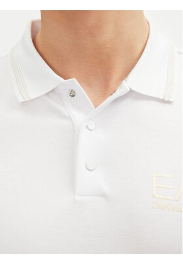 EA7 Emporio Armani Polo 7M000300 AF13739 U0002 Biały Slim Fit. Typ kołnierza: polo. Kolor: biały. Materiał: wiskoza