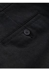 Ombre Clothing - Męskie klasyczne spodnie chino z delikatną teksturą - czarne V5. Kolor: czarny. Materiał: materiał, poliester, bawełna. Styl: klasyczny #6