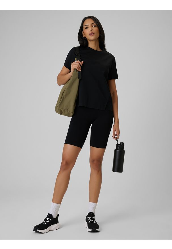 4f - 4F T-shirt regular gładki damski - czarny XS. Okazja: na co dzień. Kolor: czarny. Materiał: materiał. Wzór: gładki. Styl: casual