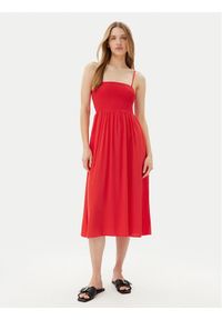 Vero Moda Sukienka letnia Easy 10328766 Czerwony Regular Fit. Kolor: czerwony. Materiał: wiskoza. Sezon: lato