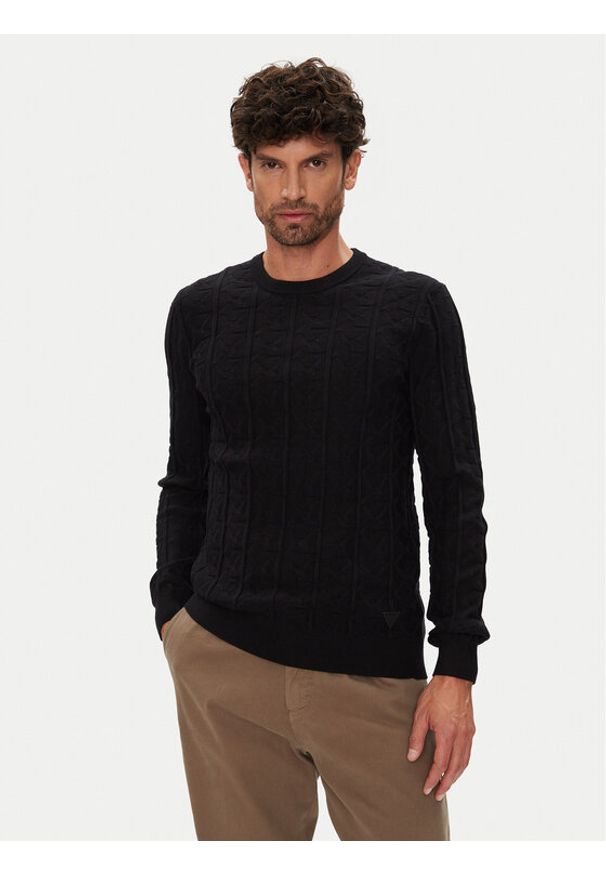 Guess Sweter M5YR07 Z3FC2 Czarny Regular Fit. Kolor: czarny. Materiał: wiskoza