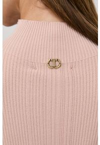 TwinSet - Twinset Sweter damski kolor różowy lekki z półgolfem. Kolor: różowy. Materiał: dzianina. Długość rękawa: długi rękaw. Długość: długie #3
