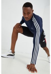 adidas Performance longsleeve treningowy Techfit 3-Stripes kolor granatowy z nadrukiem. Kolor: niebieski. Materiał: skóra, materiał. Długość rękawa: długi rękaw. Wzór: nadruk #1