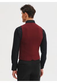 Pako Lorente - PAKO LORENTE - Bordowa dwurzędowa kamizelka męska. Kolor: czerwony. Materiał: poliester, wełna, elastan, wiskoza. Styl: elegancki, młodzieżowy #4