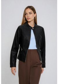 MOODO - Kurtka z imitacji skóry czarna. Kolor: czarny. Materiał: skóra #1