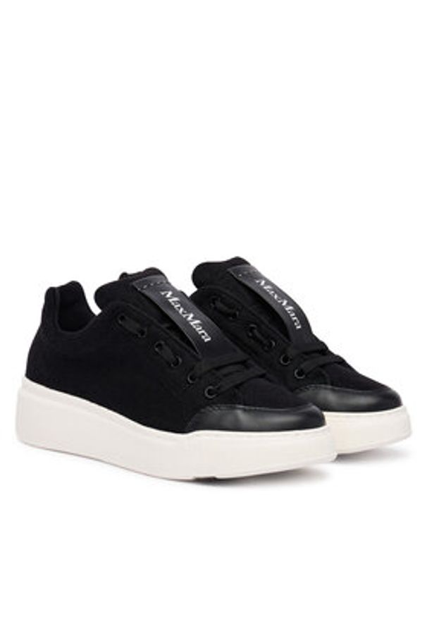 Max Mara Sneakersy Maxiwk 2524766012650 Czarny. Kolor: czarny. Materiał: wełna