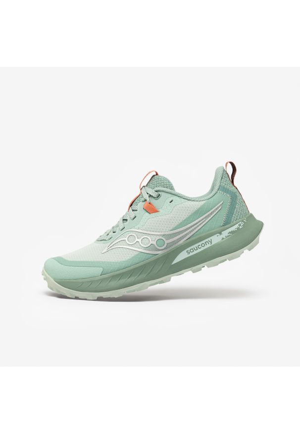 Buty do biegania w terenie damskie Saucony Peregrine 15. Kolor: zielony. Wzór: geometria
