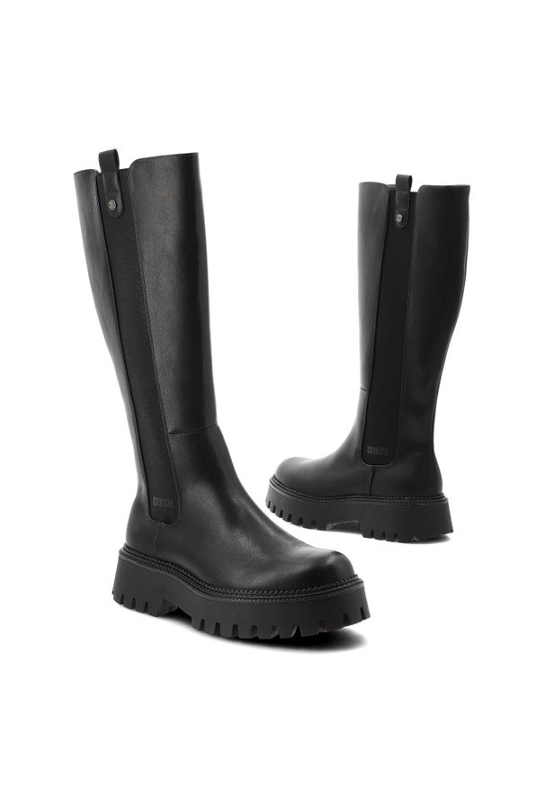 Big-Star - Czarne Kozaki Big Star Ocieplane Obuwie Damskie. Okazja: na co dzień. Wysokość cholewki: przed kolano. Kolor: czarny. Materiał: materiał. Szerokość cholewki: normalna. Sezon: zima, jesień. Styl: klasyczny, casual, elegancki