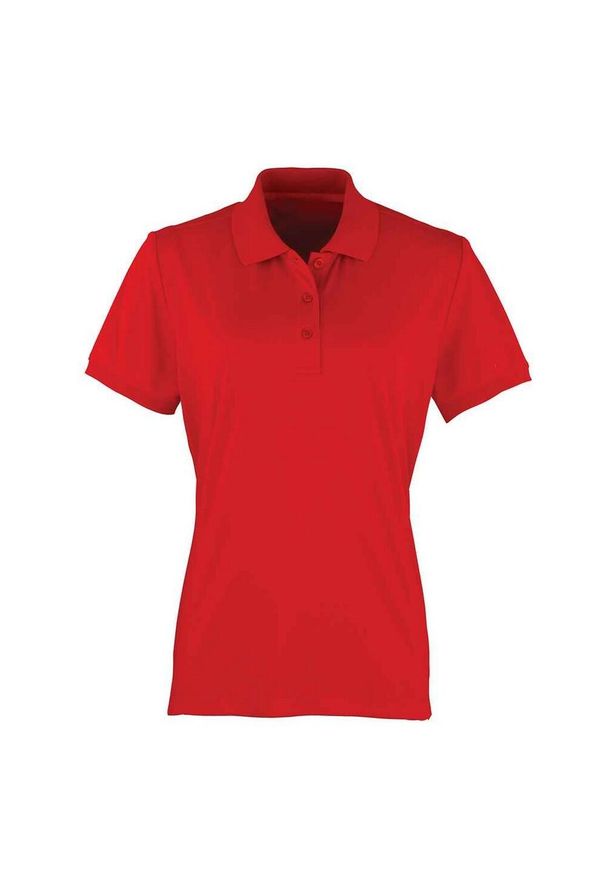 PREMIER - Damska Koszulka Polo Coolchecker. Typ kołnierza: polo. Kolor: czerwony