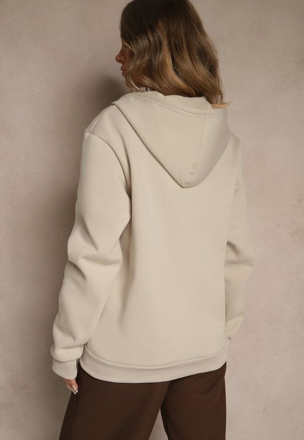 Renee - Beżowa Bluza Rozpinana z Kapturem z Bawełną Ozdobiona Sznurkami Odiola. Okazja: na co dzień. Typ kołnierza: kaptur. Kolor: beżowy. Materiał: bawełna. Wzór: aplikacja. Styl: casual, sportowy