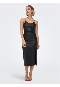 only - ONLY Sukienka z imitacji skóry Rina 15272371 Czarny Slim Fit. Kolor: czarny. Materiał: syntetyk #1