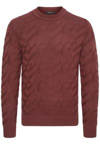 Matinique Sweter 30206829 Bordowy Regular Fit. Kolor: czerwony. Materiał: bawełna