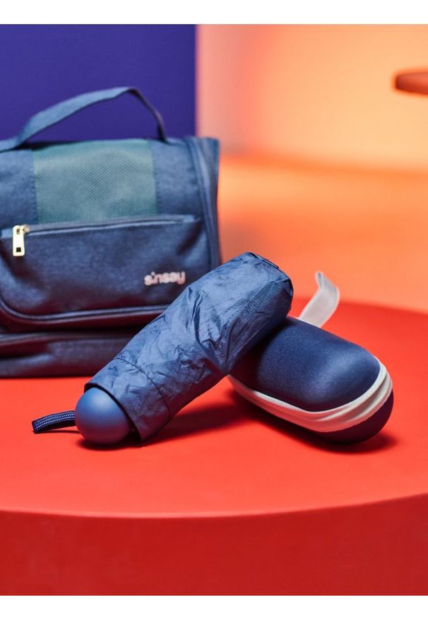 Sinsay - Parasol z etui - granatowy. Kolor: niebieski