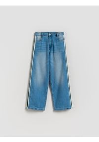 Reserved - Jeansy straight fit z lampasami - niebieski. Kolor: niebieski #1