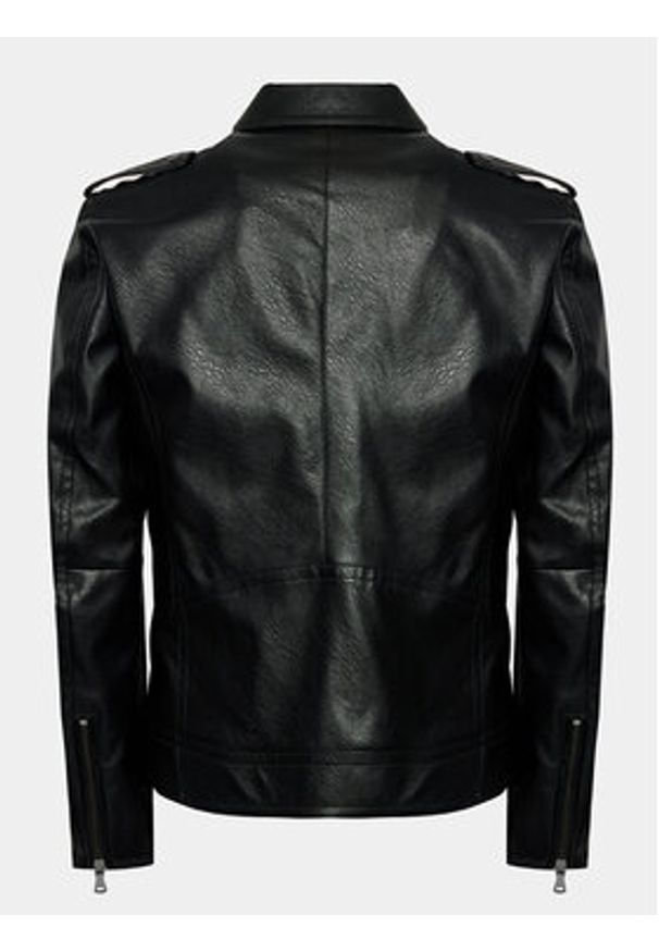 Sisley Kurtka z imitacji skóry 21DYSN02G Czarny Regular Fit. Kolor: czarny. Materiał: skóra