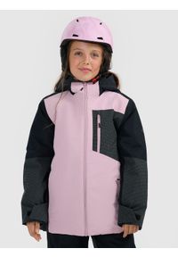 4f - 4F Kurtka snowboardowa membrana 10000 dziewczęca - różowa 140 (9-10 lat). Kolor: różowy. Materiał: poliester, materiał. Sezon: lato. Styl: sportowy #1