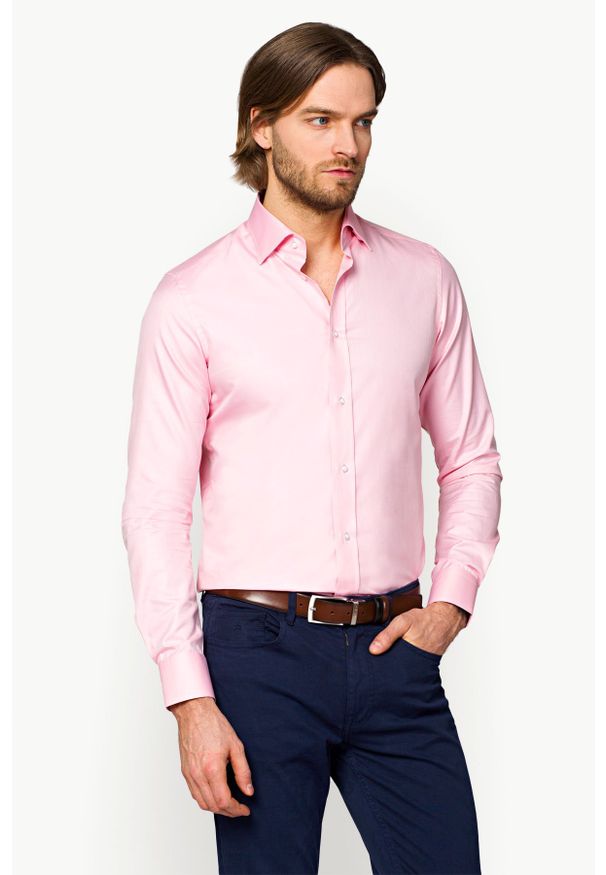 Lancerto - Koszula Różowa Shirley. Kolor: różowy. Materiał: tkanina, bawełna. Styl: elegancki