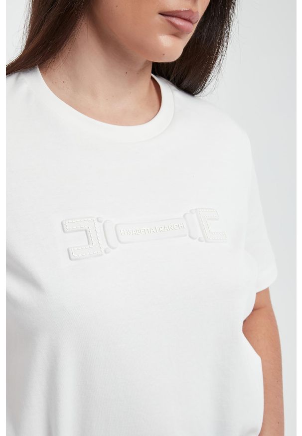 Elisabetta Franchi - T-shirt damski z logo ELISABETTA FRANCHI