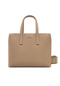 Calvin Klein Torebka Ck Must Small Tote_Mono K60K613023 Brązowy. Kolor: brązowy. Materiał: skórzane