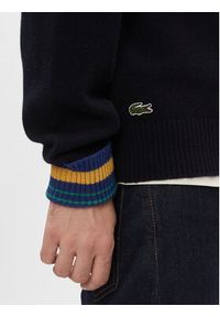 Lacoste Sweter AH0824 Granatowy Regular Fit. Kolor: niebieski. Materiał: wełna
