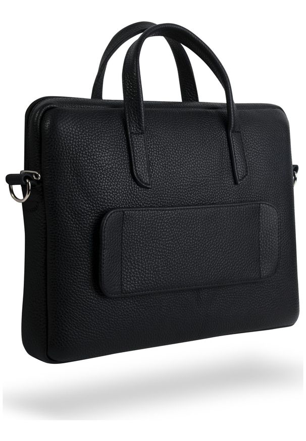 BALTAN - Torba Baltan 14'' czarny. Kolor: czarny. Materiał: tkanina, skóra, materiał. Wzór: ze splotem. Styl: elegancki, biznesowy, klasyczny