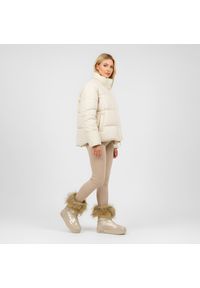 Big-Star - Beżowe Śniegowce Big Star Damskie Zimowe Buty. Kolor: beżowy. Materiał: syntetyk, skóra ekologiczna, futro. Szerokość cholewki: normalna. Wzór: aplikacja. Sezon: zima #4