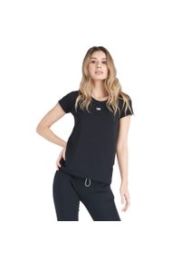 LEONE 1947 APPAREL - Neonowa koszulka damska z krótkim rękawem. Kolor: czarny. Materiał: tkanina. Długość rękawa: krótki rękaw. Długość: krótkie. Sport: fitness