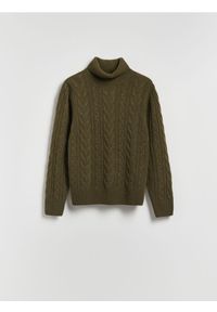 Reserved - Wełniany sweter - ciemnozielony. Kolor: zielony. Materiał: wełna #1