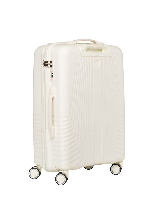 Duża walizka podróżna w beżowym kolorze z wodoodporną skorupą Peterson PTN PP-09-W. Kolor: beżowy