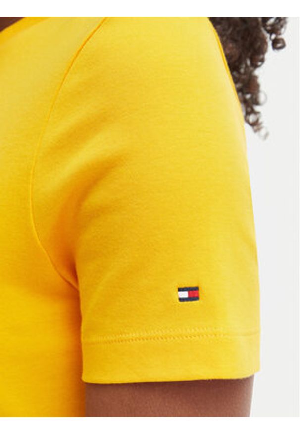 TOMMY HILFIGER - Tommy Hilfiger Sukienka codzienna WW0WW50825 Żółty Regular Fit. Okazja: na co dzień. Kolor: żółty. Materiał: bawełna. Typ sukienki: proste. Styl: casual