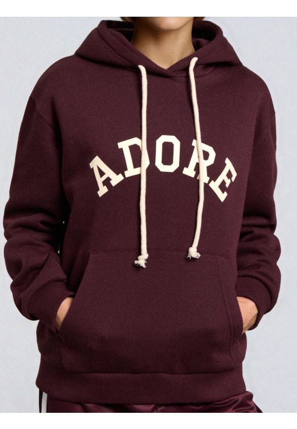 Sinsay - Bluza hoodie z napisem - czerwony. Kolor: czerwony. Wzór: napisy