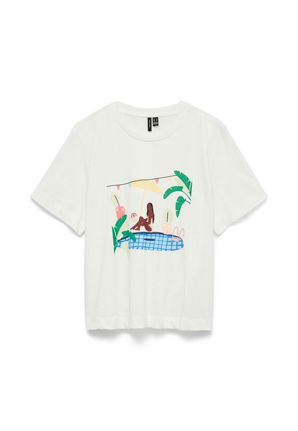 Vero Moda T-Shirt Emily 10344804 Biały Regular Fit. Kolor: biały. Materiał: bawełna